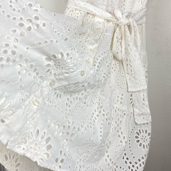 RACHEL PARCELL White Tiered Eyelet Button Up Dress Size Small - Picture 8 of 15